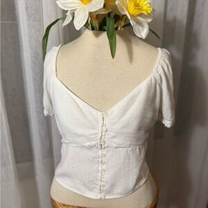 Hollister White Button-Up Blouse